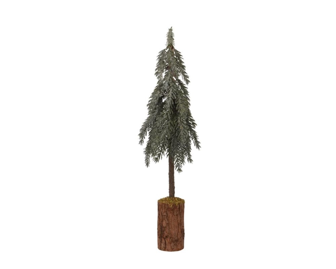 Dekofigur Minibaum auf Holzfuß, ca. 45 cm - Grün/Braun - 1