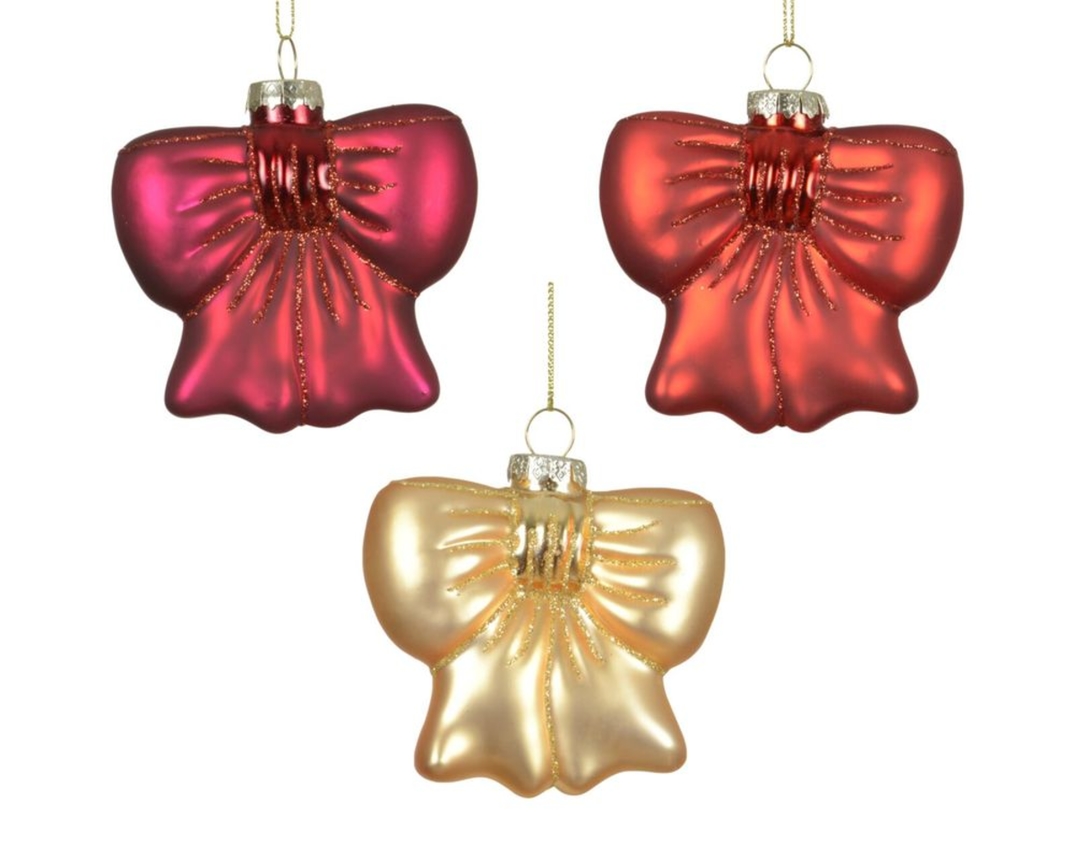 Schleife aus Glas, ca. 8,5 cm - Rot/Gold - 1