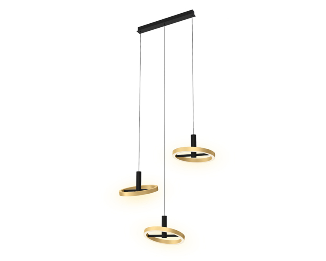 LED-Pendelleuchte "Brest", dimmbar - Schwarz/Goldfarben - 1