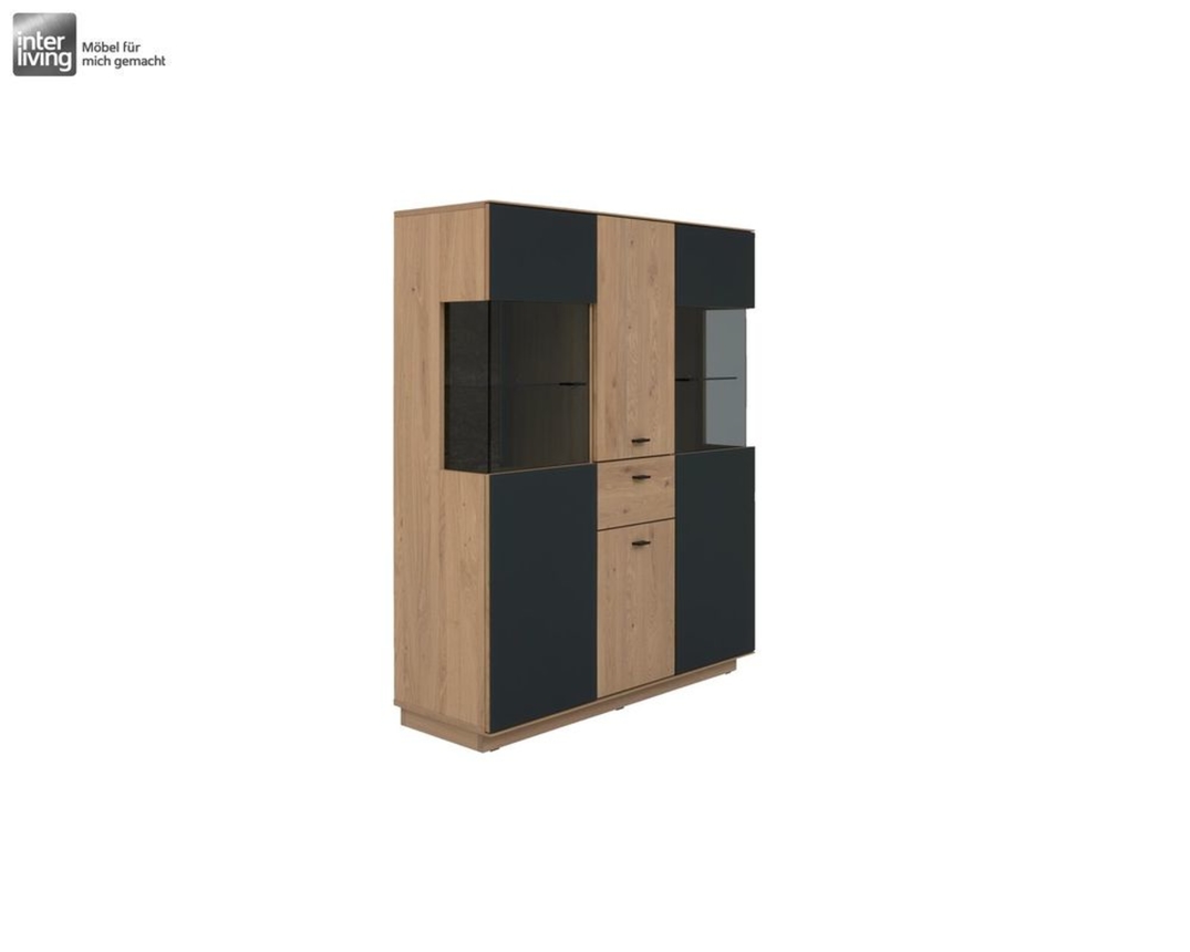 Interliving Highboard 2025, Wildeiche, Anthrazit, Kork - Schwarz/Braun - 2