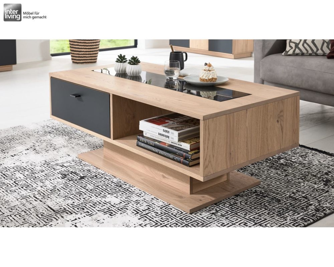 Interliving Couchtisch 2025, Wildeiche, Anthrazit, Kork - Schwarz/Braun - 1