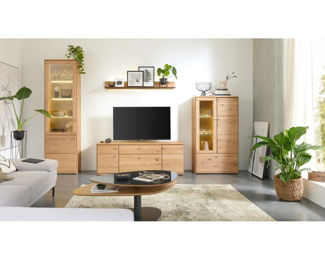 Interliving Anbauwand 2028, Wildeiche massiv - Braun - 2