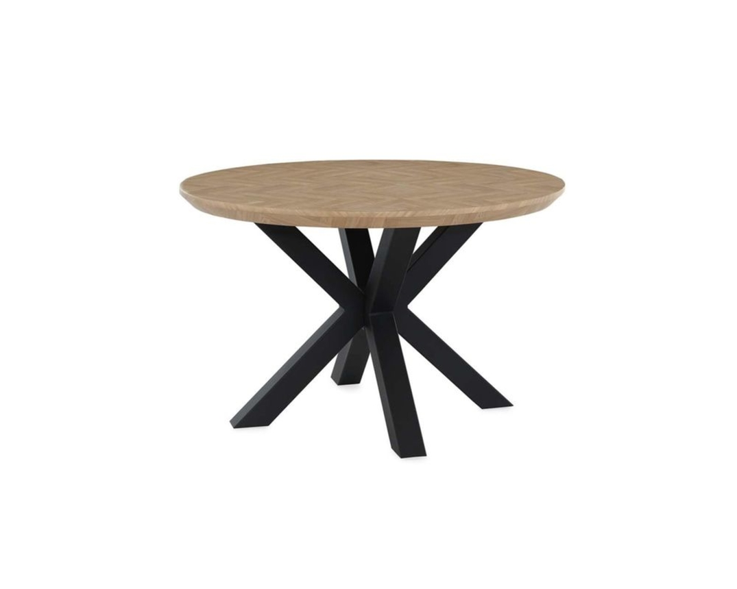 Esstisch "Padua", rund, Parkettoptik hell - Schwarz/Holz - 1