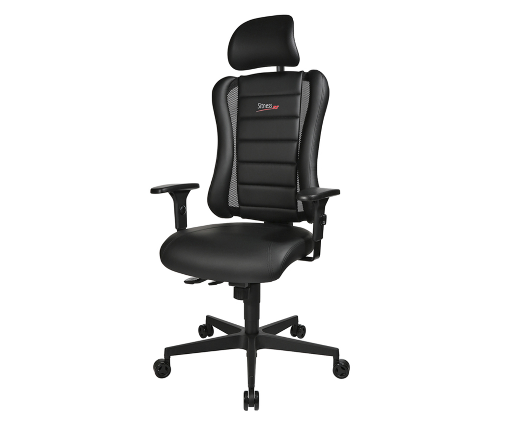 Drehstuhl/Chefsessel "Sitness RS" schwarz, inkl. Multifunktionskopfstütze und Synchronmechanik - Schwarz - 1