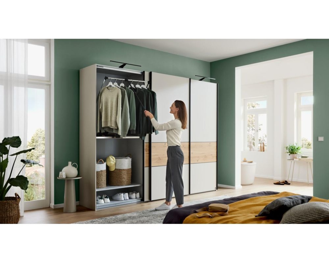 Interliving Schwebetürenschrank 1205, ca. 300x236 cm - Champagner / Holzfarben - 2