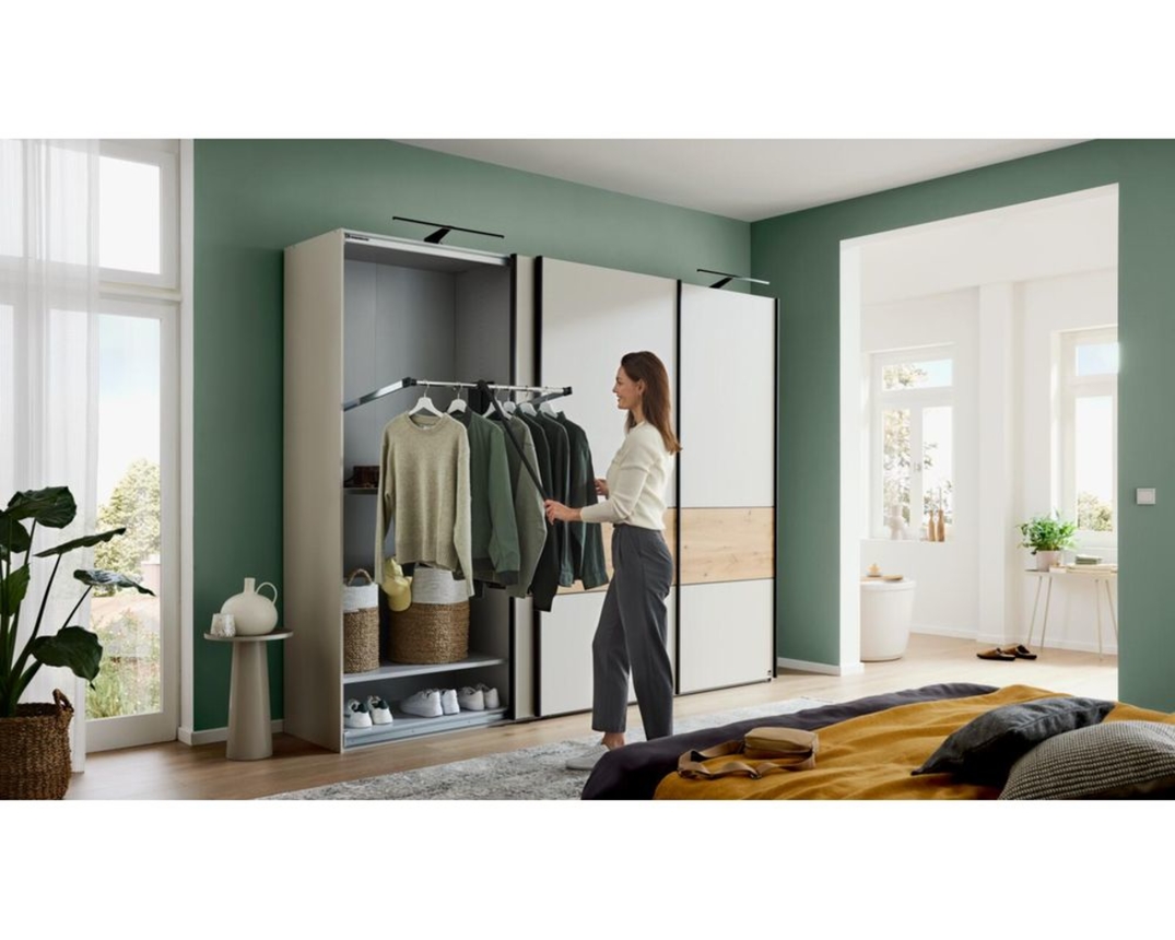 Interliving Schwebetürenschrank 1205, ca. 300x236 cm - Champagner / Holzfarben - 9