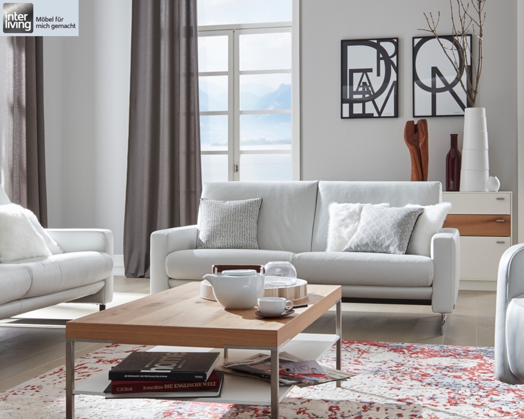 2-er Sofa leger Interliving 4001 in Leder Z 73-43 cream ...