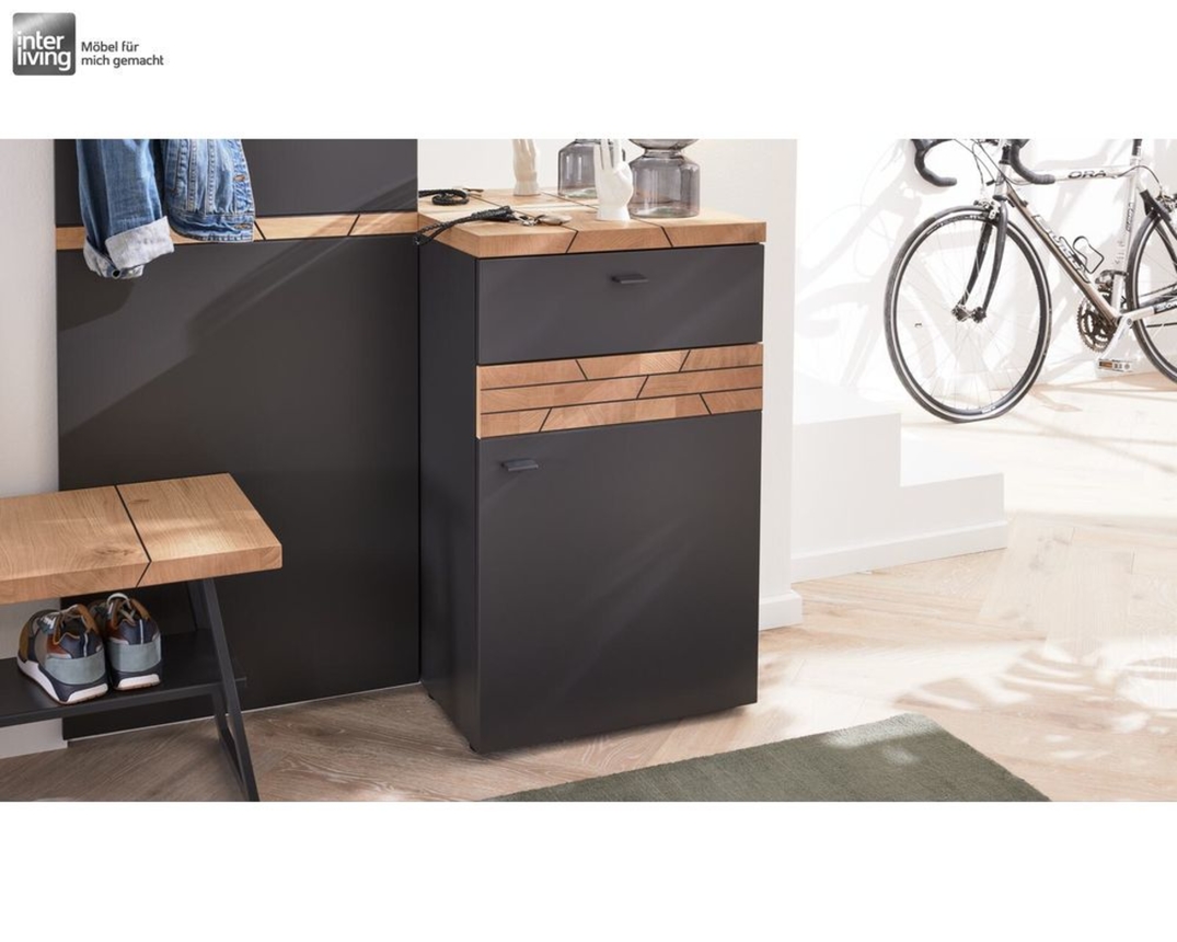 Interliving Garderobe 6011, Schiefer Schwarz, Wildeiche - Schwarz/Braun - 4