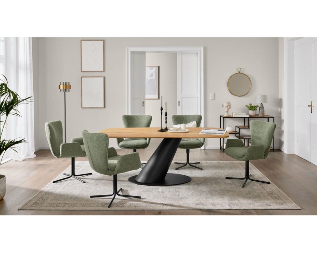 Interliving Designtisch 5121 mit asymmetrischem Gestell, ca. 200x100 cm - Holzfarben/Schwarz - 2