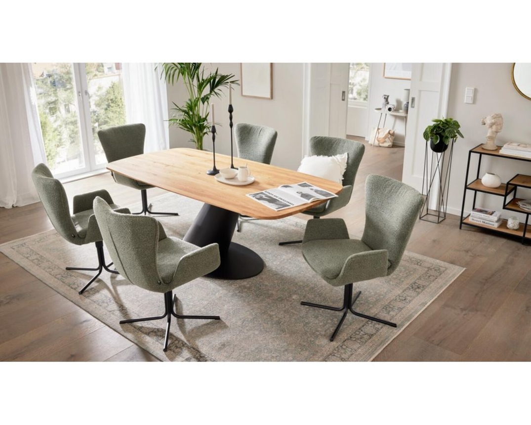 Interliving Designtisch 5121 mit asymmetrischem Gestell, ca. 200x100 cm - Holzfarben/Schwarz - 5