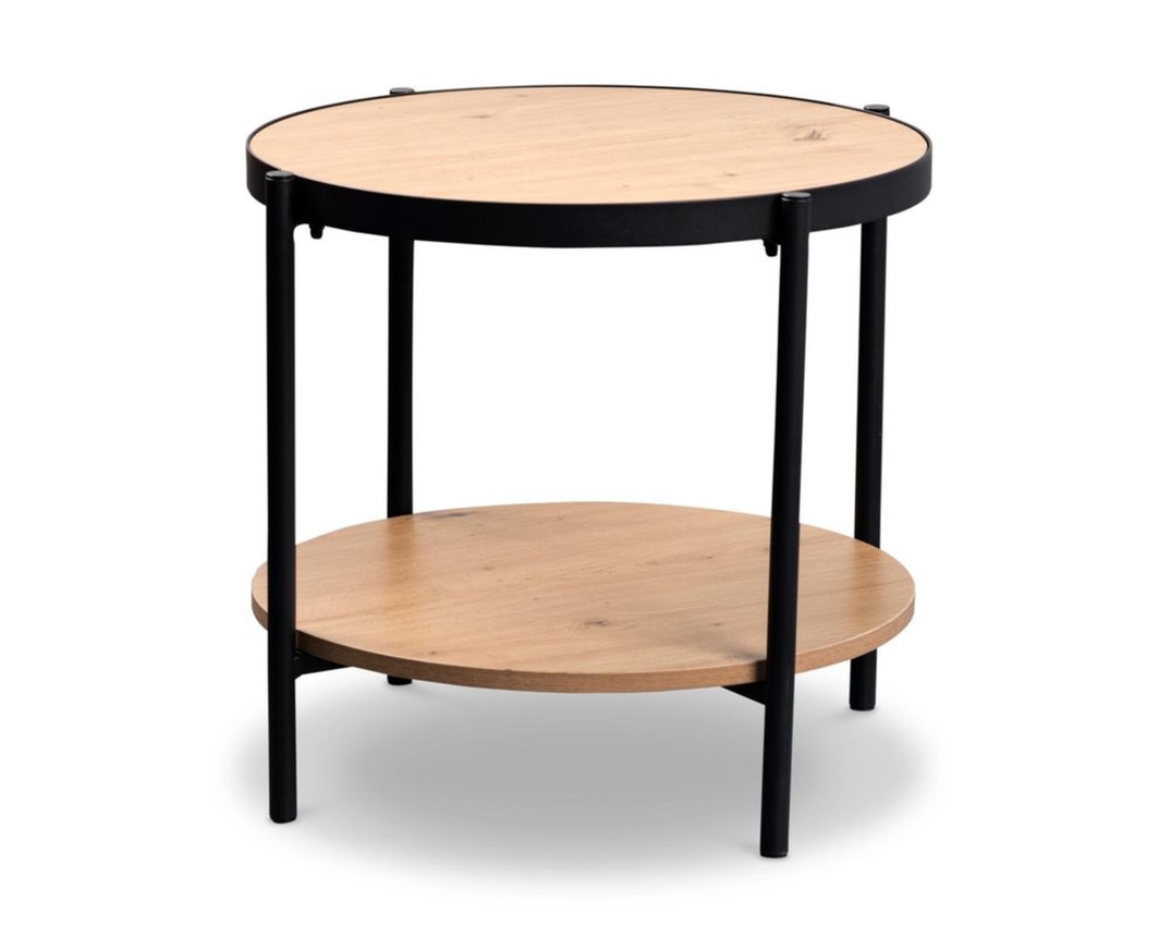 Beistelltisch "Monheim", rund - Schwarz/Holz - 1