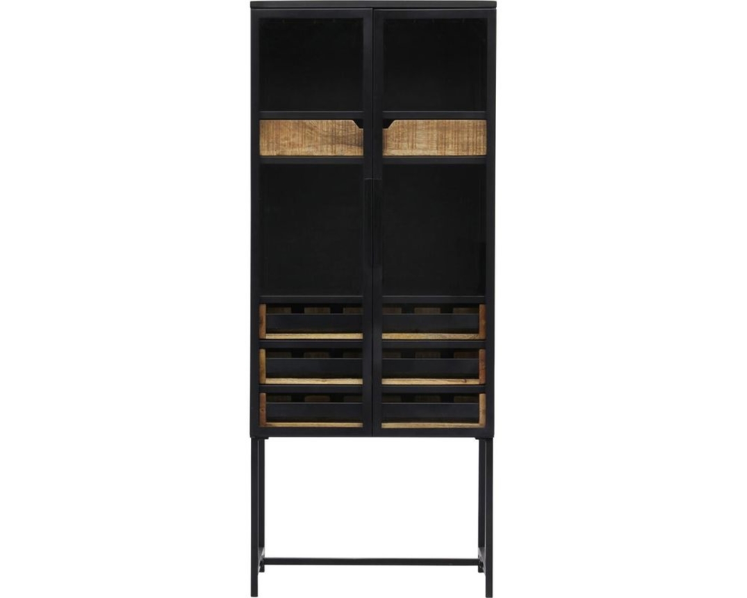 Trendhopper Weinschrank "Porto" Metall und Mangoholz - Schwarz - 2