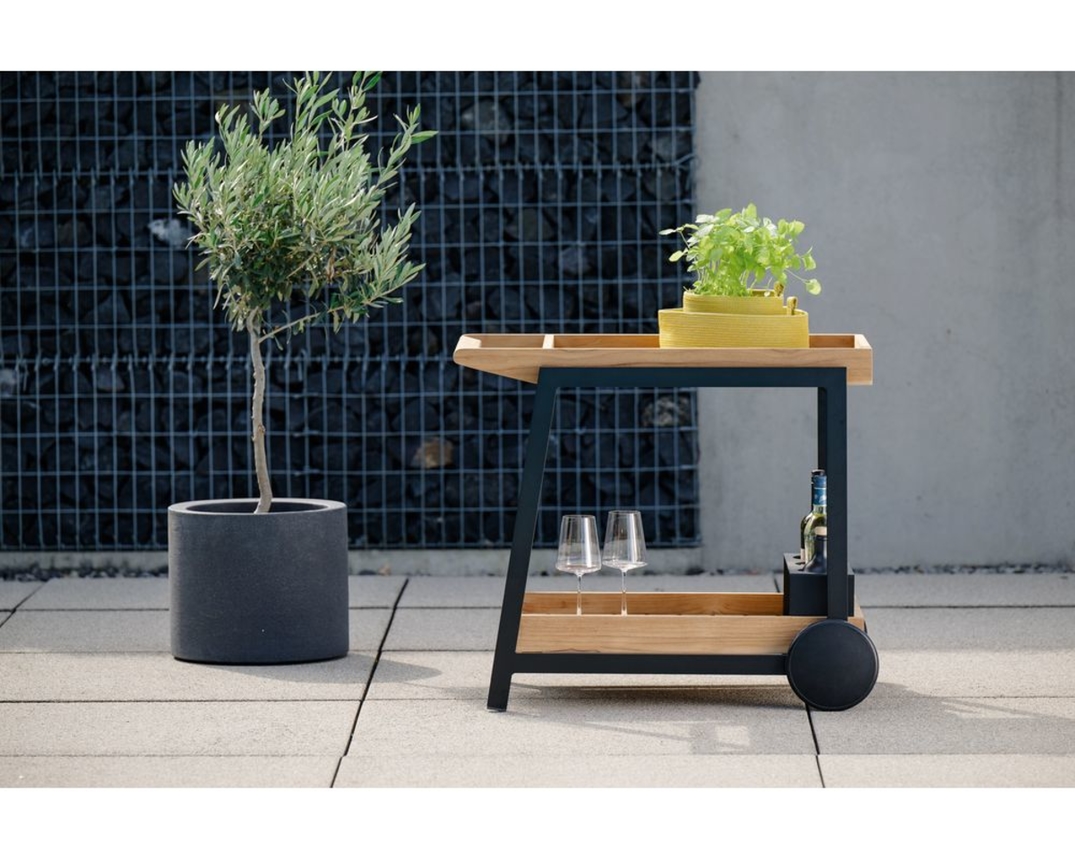 Stern Servierwagen "Frido", Teakholz - Braun/Schwarz - 3