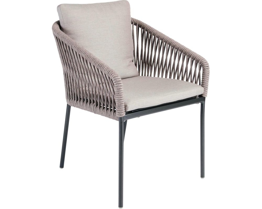 Stapelsessel "Marla", Kordel salt / Kissen graubraun - Salt / Graubraun/ Anthrazit - 1