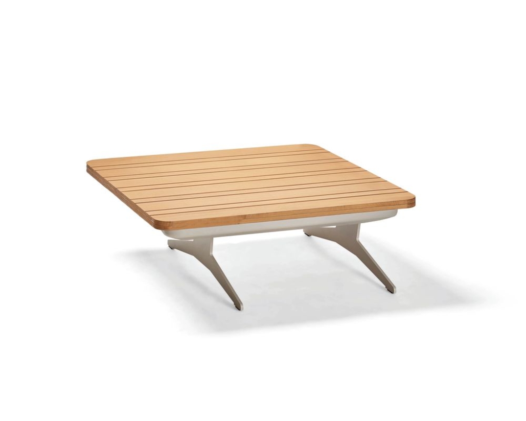 Stern Beistelltisch "Enya" aus Teakholz - Braun/Greige - 1