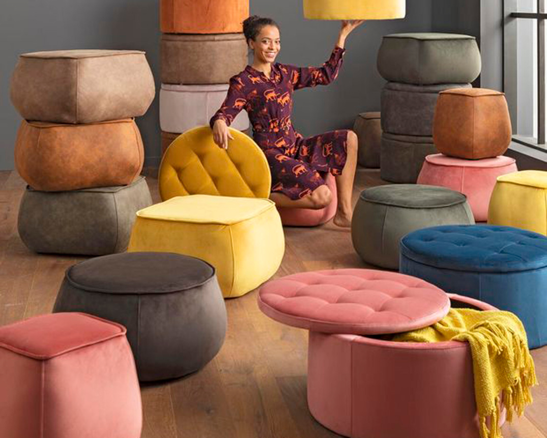Hocker "Achensee" gelb - hellbraun - 3