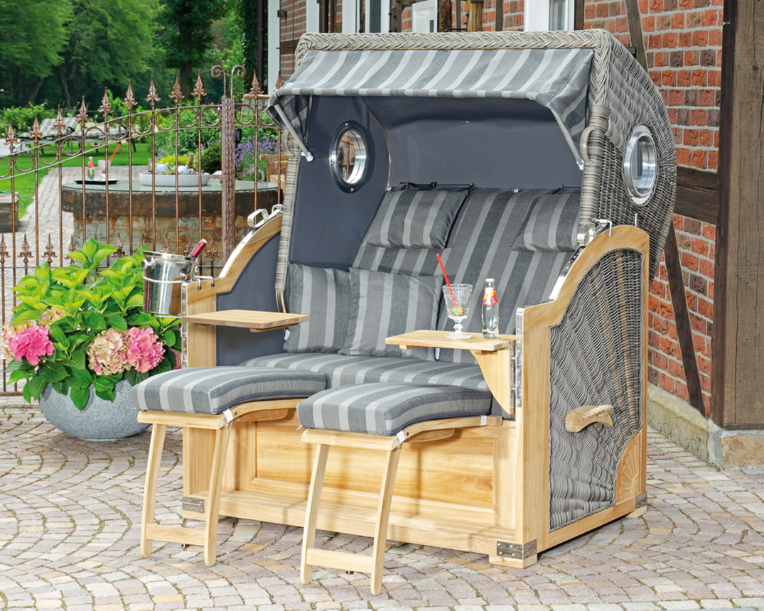 Gartenstrandkorb "Rustikal 500 Plus-Comfort" - Natur / Anthrazit - 1