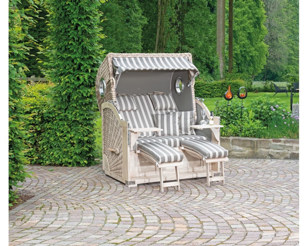 Gartenstrandkorb "Rustikal 500 Plus-Comfort" - Antik-Weiß - 1