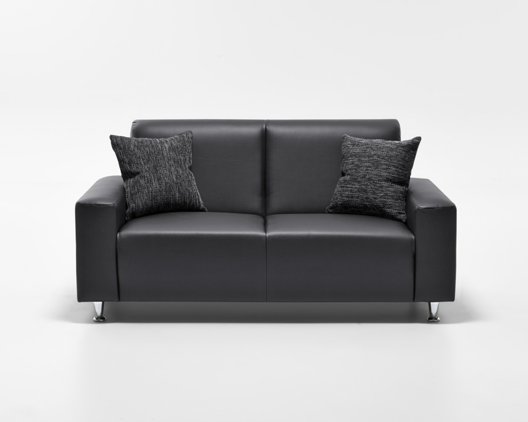 2-er Sofa "Irina", leger Kunstleder schwarz - schwarz - 1