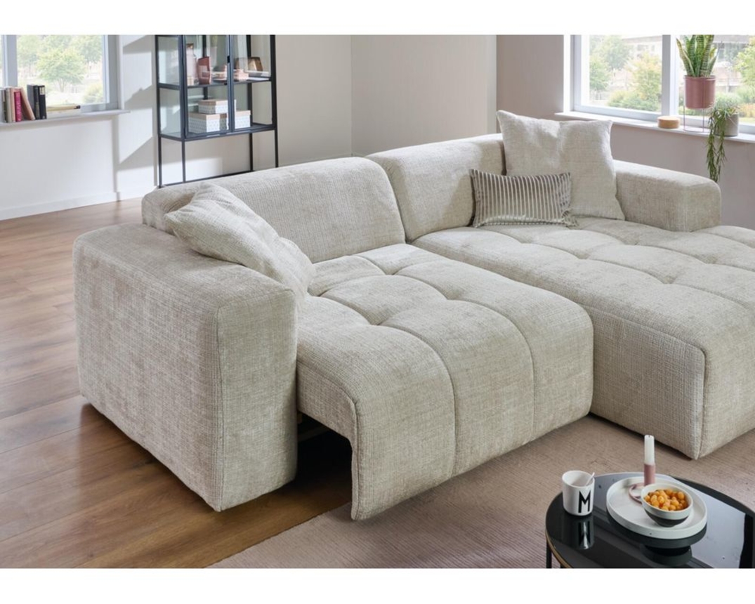 Wohnlandschaft "Isny", leger, mit Sitztiefenverstellung - Cremona 2 beige - 5