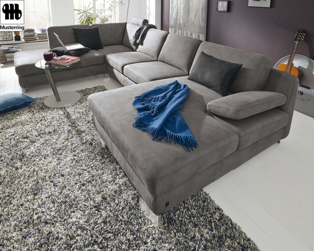 Wohnlandschaft "MR 360" Musterring, legere Polsterung, grau - Stoff Orlando dark-grey - 1