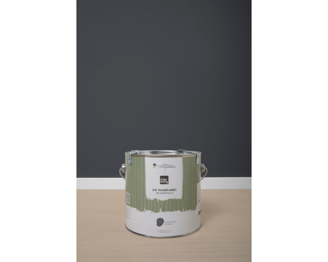 MissPompadour Wandfarbe "Die Wertvolle", Schwarz mit Schiefer / 2,5 L - Schwarz mit Schiefer - 3