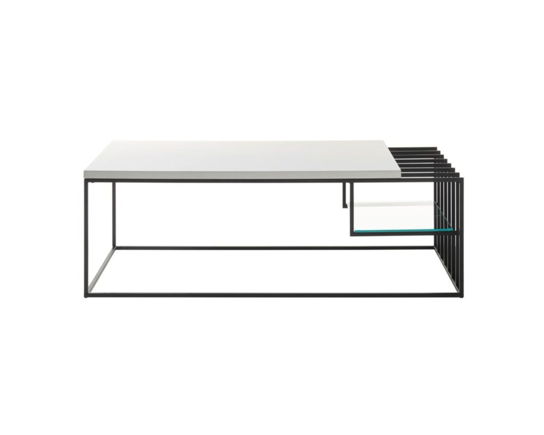 Couchtisch "Macon", ca. 120x40x60 cm - Weiß/Schwarz - 1
