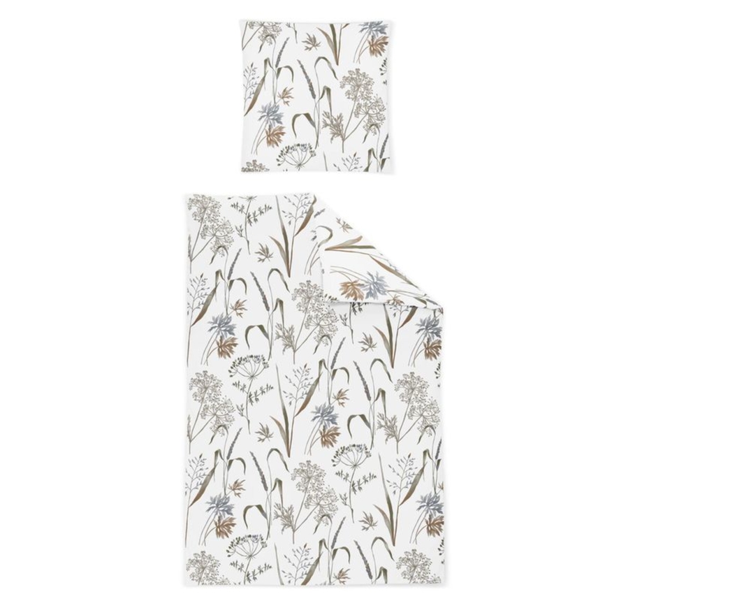 Biber-Bettwäsche-Garnitur mit Blumenmuster, creme - Creme - 2