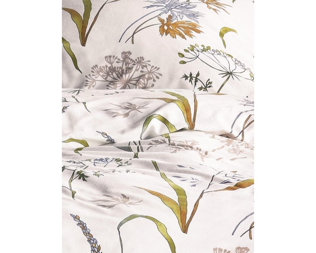 Biber-Bettwäsche-Garnitur mit Blumenmuster, creme - Creme - 3