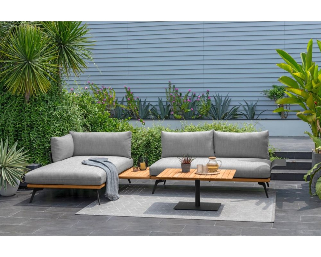 Loungegruppe "Pearl" mit Ablage und Kissen - Grau/Braun - 1