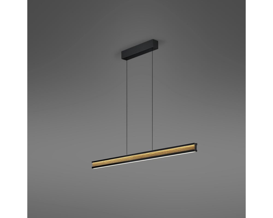 LED-Pendelleuchte "Heloise", Spaltholz/Metall, höhenverstellbar - Schwarz/Braun - 2