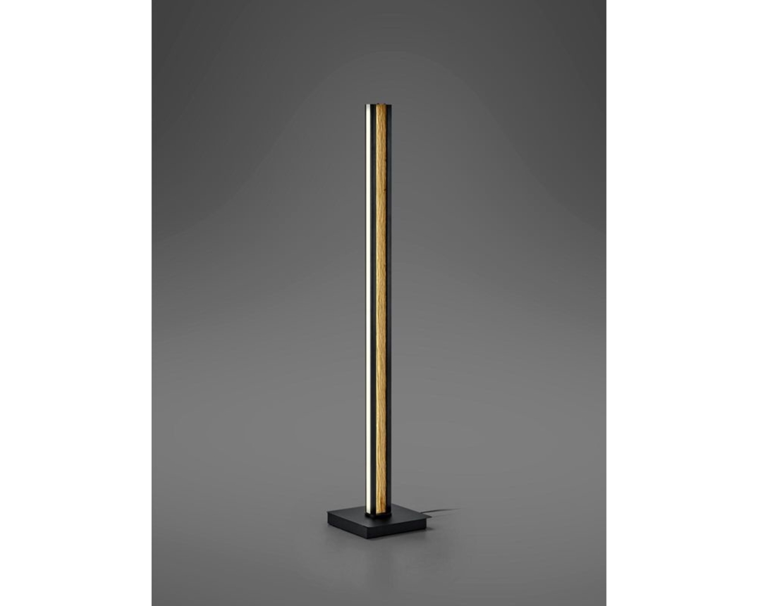 LED-Stehleuchte "Heloise", Spaltholz/Metall - Schwarz/Braun - 1