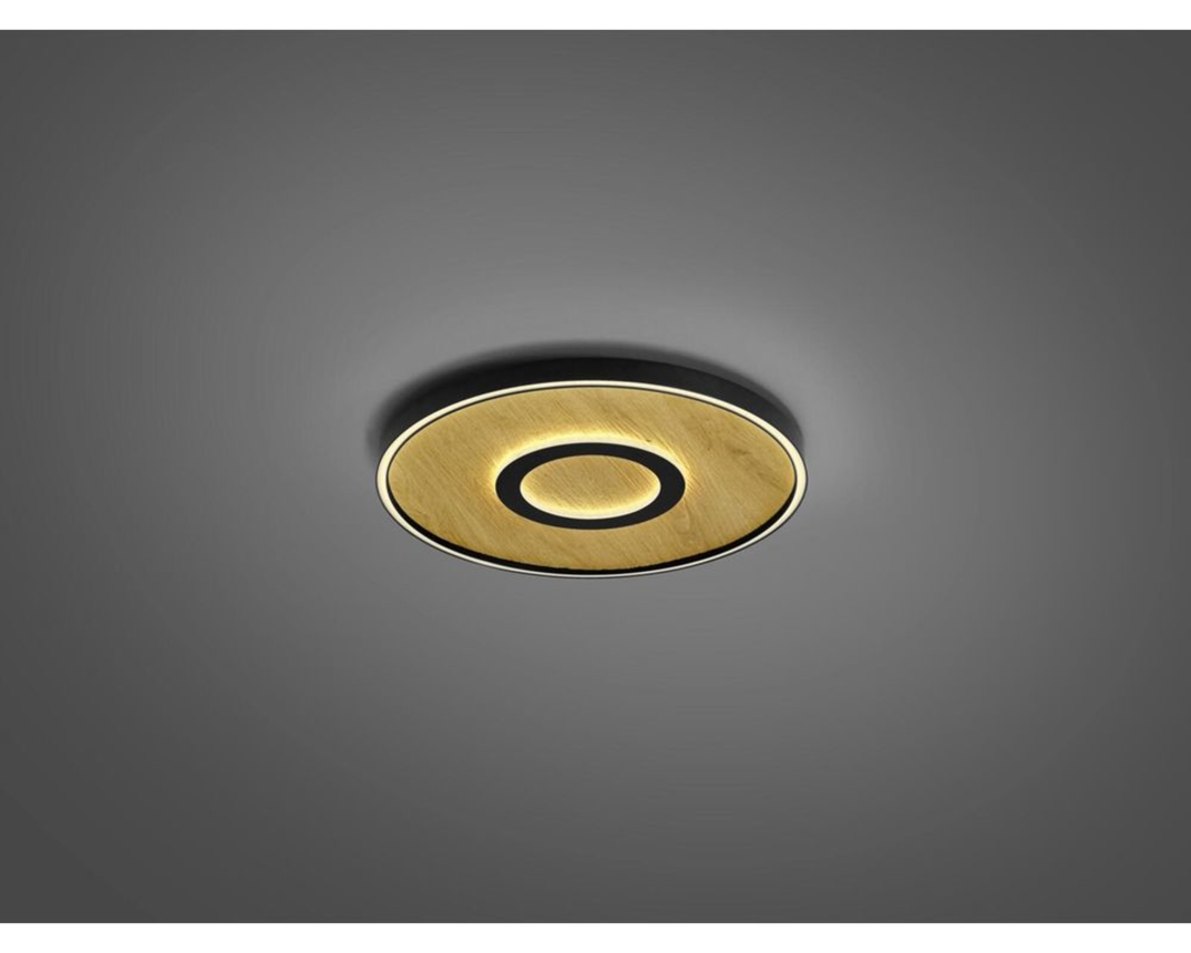 LED-Deckenleuchte "Heloise", Metall/Spaltholz - Braun/Schwarz - 1