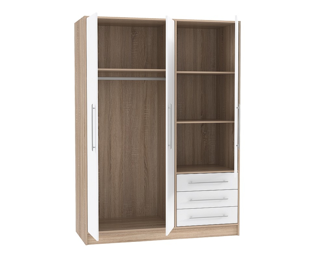 Kleiderschrank Forli 145cm - Weiß / Sonoma Eiche - 2