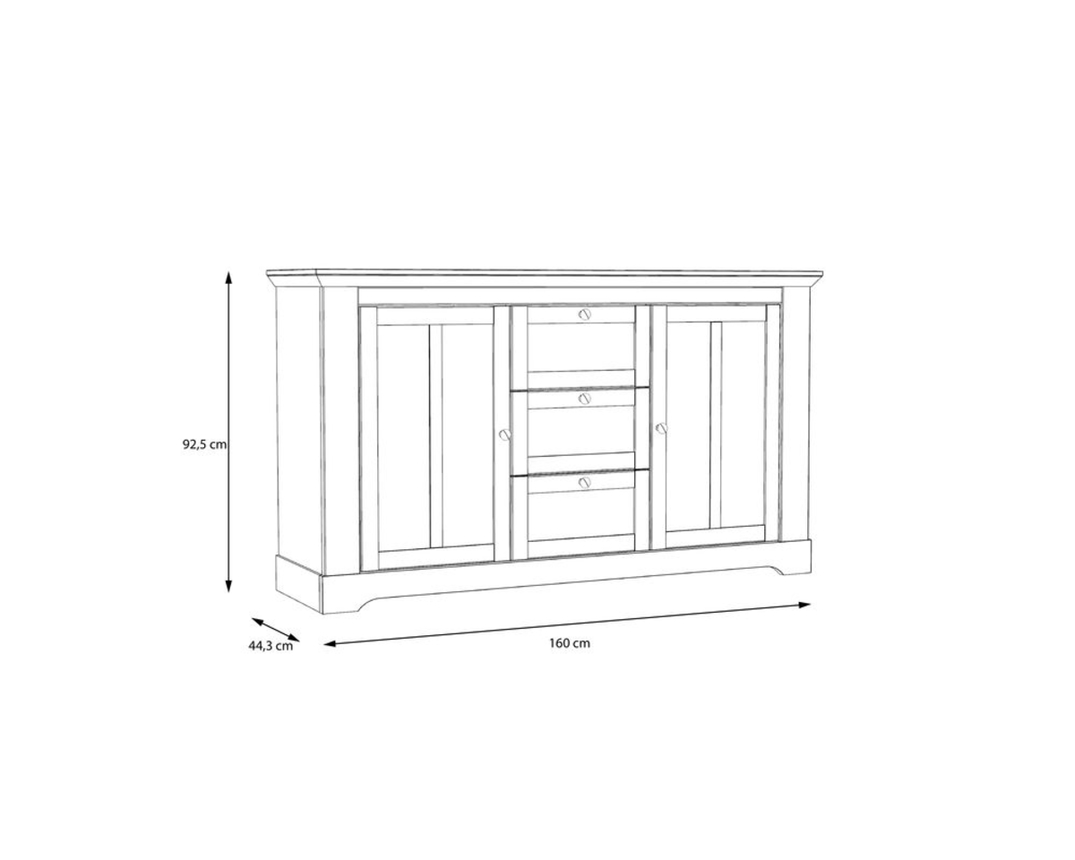 Sideboard "Fernanda" im Landhausstil, 2 Drehtüren, 3 Schubkästen - Snowy Oak - 8