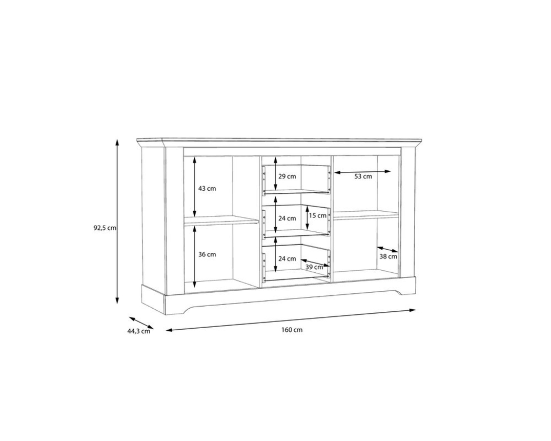 Sideboard "Fernanda" im Landhausstil, 2 Drehtüren, 3 Schubkästen - Snowy Oak - 9