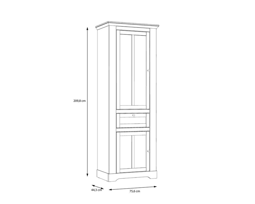 Vitrine "Fernanda" inkl. LED-Beleuchtung, eine Glastür - Oak Nelson/Snowy Oak - 5