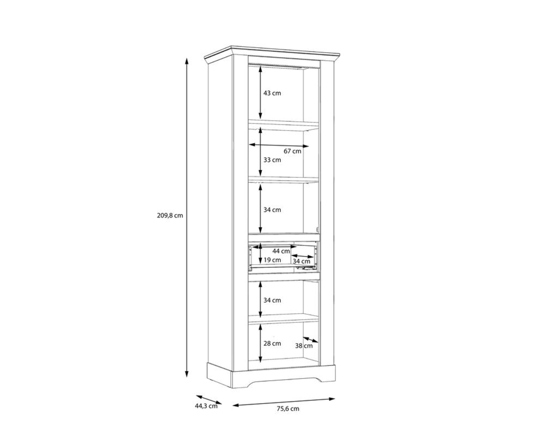 Vitrine "Fernanda" inkl. LED-Beleuchtung, eine Glastür - Oak Nelson/Snowy Oak - 6