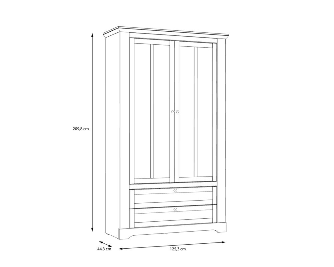 Vitrine "Fernanda" inkl. LED-Beleuchtung, zwei Glastüren - Oak Nelson/Snowy Oak - 7