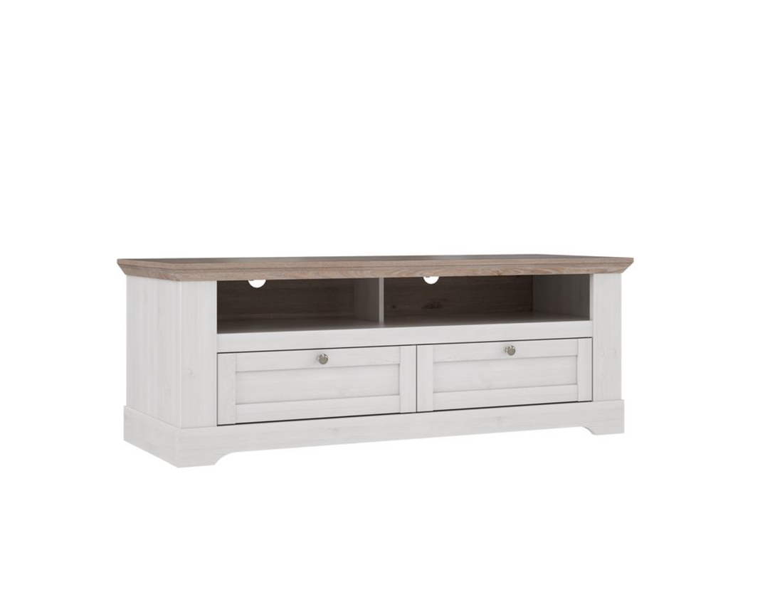 TV-Unterschrank "Fernanda" mit zwei Schubladen - Oak Nelson/Snowy Oak - 3