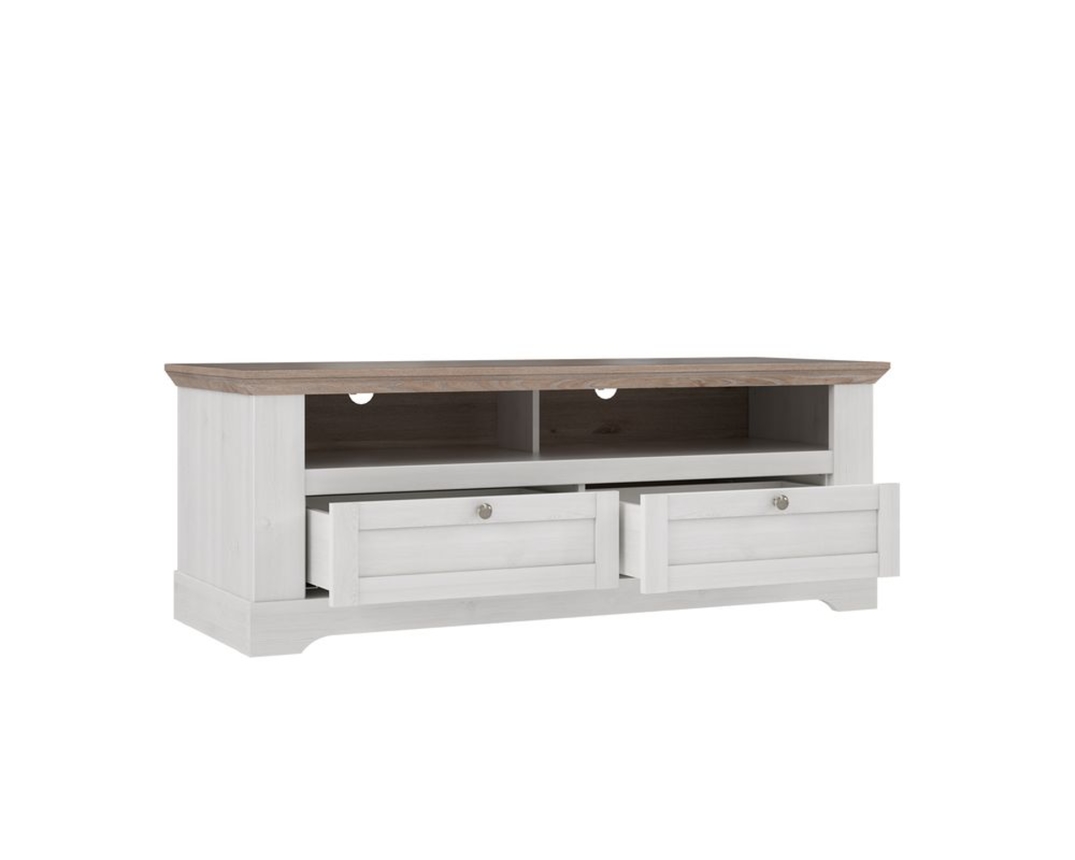 TV-Unterschrank "Fernanda" mit zwei Schubladen - Oak Nelson/Snowy Oak - 5