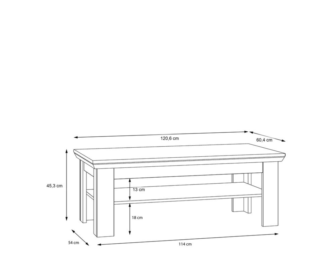 Couchtisch "Fernanda", ca. 121x61 cm - Oak Nelson/Snowy Oak - 5