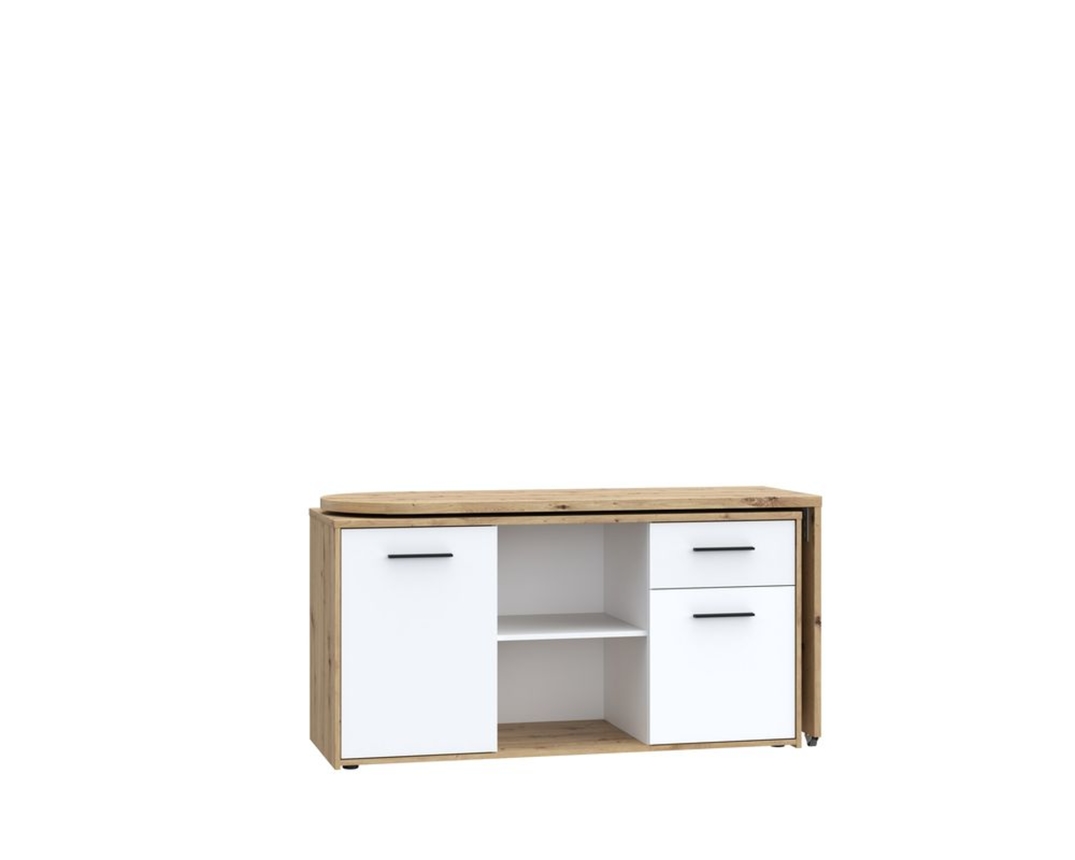Schreibtisch "Fred", variabel, mit Türen und Schublade - Braun/Weiß - 3