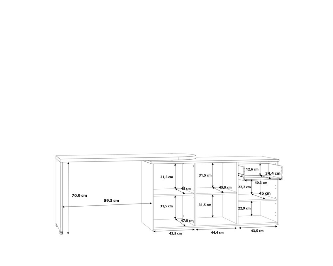 Schreibtisch "Fred", variabel, mit Türen und Schublade - Braun/Weiß - 10