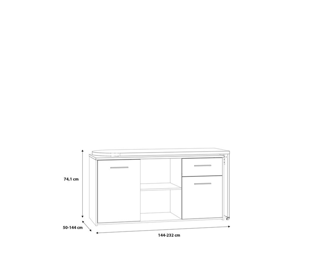 Schreibtisch "Fred", variabel, mit Türen und Schublade - Braun/Weiß - 11