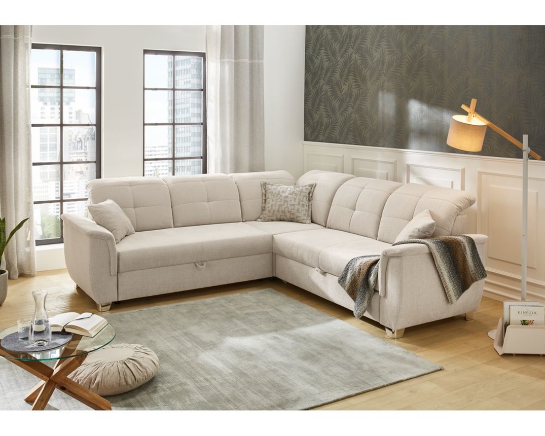 Wohnlandschaft "Jonathan", leger, mit Gästebett, Stauraum & Relaxfunktion - Beige - 1