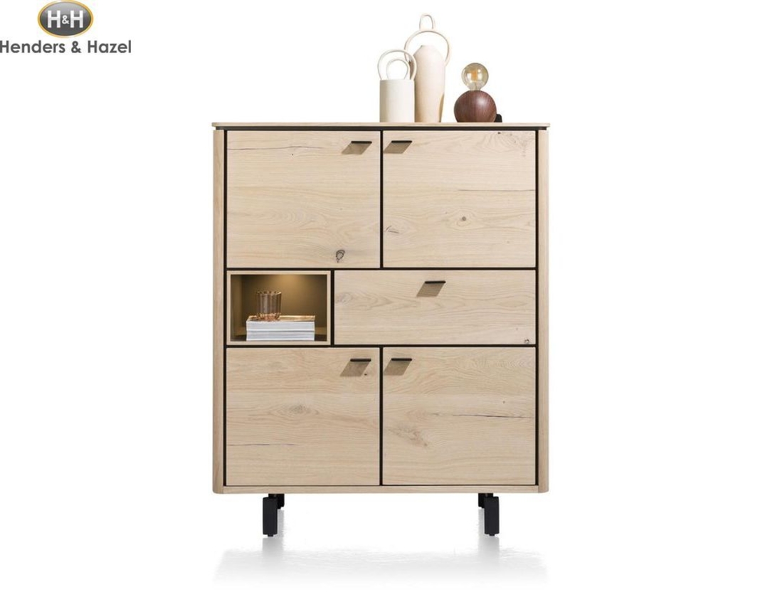 Highboard "Livada" Henders & Hazel Wildeichen Furnier Natur, LED Beleuchtung - braun/Wildeiche Natur - 1