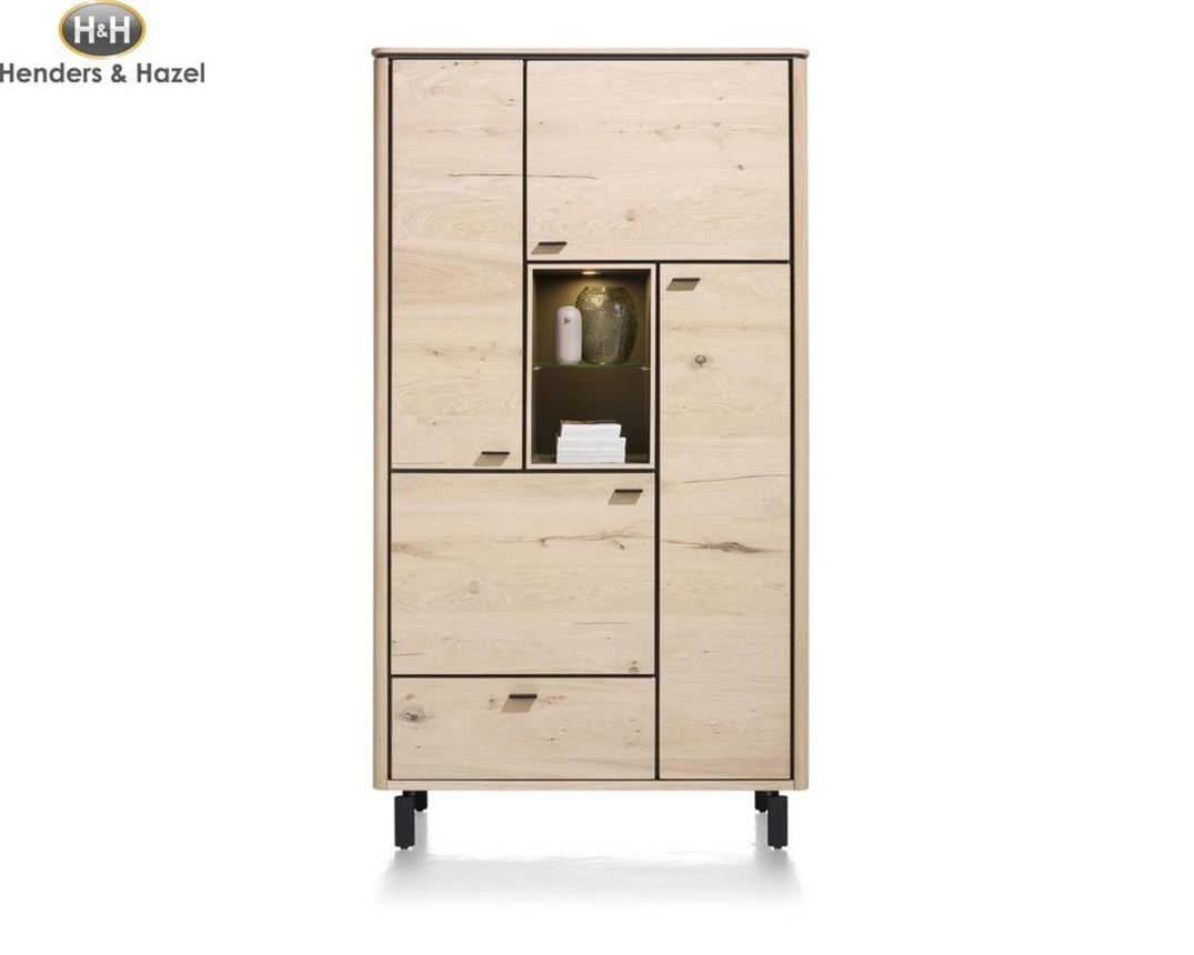 Schrank "Livada" Henders & Hazel Wildeichen Furnier Natur, LED-Beleuchtung - braun/Wildeiche Natur - 1