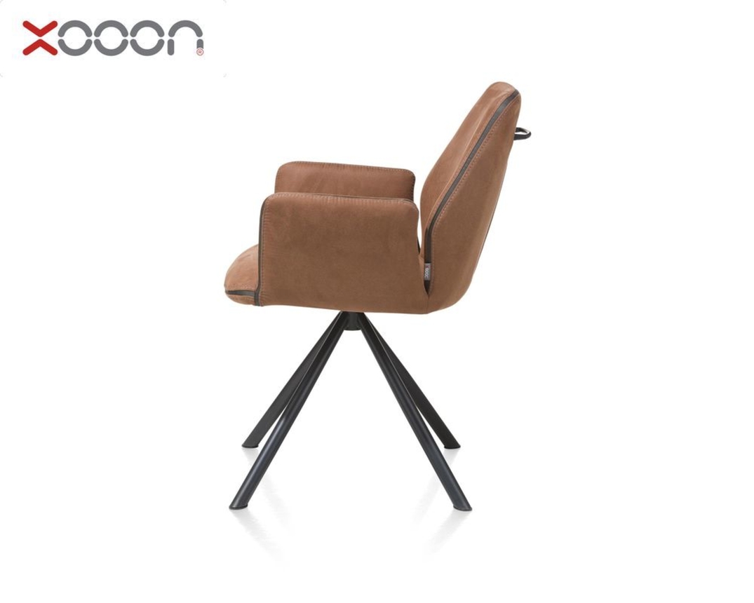 XOOON Armlehnstuhl "Kane", braun mit Drehgestell - Cognac - 3
