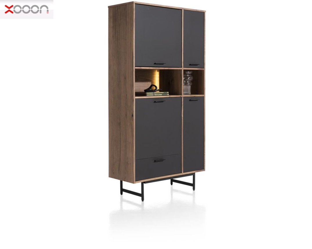 XOOON Schrank "Torano", ca. 100x195 cm - Walnuss / Off Black - 2